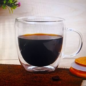 New 1pc Double Layer High Borosilicate Glass. Cup Heat ResistantTea Coffe.Water